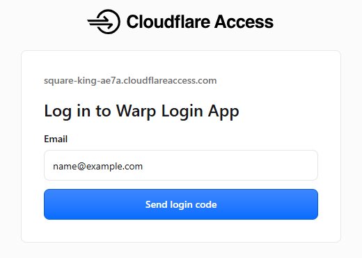 Cloudflare Access 로그인 화면의 Email 칸과 Send login code 버튼